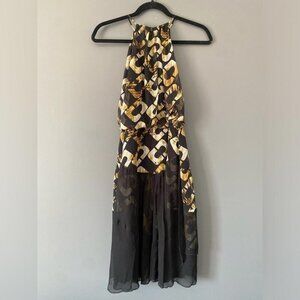 Diane Von Furstenberg Silk Halter Dress Vintage Glam Iconic Print Y2K Party Chic